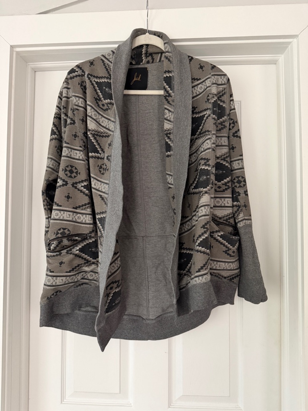 Jack by BB Dakota Gray Aztec Shawl Collar Cardigan